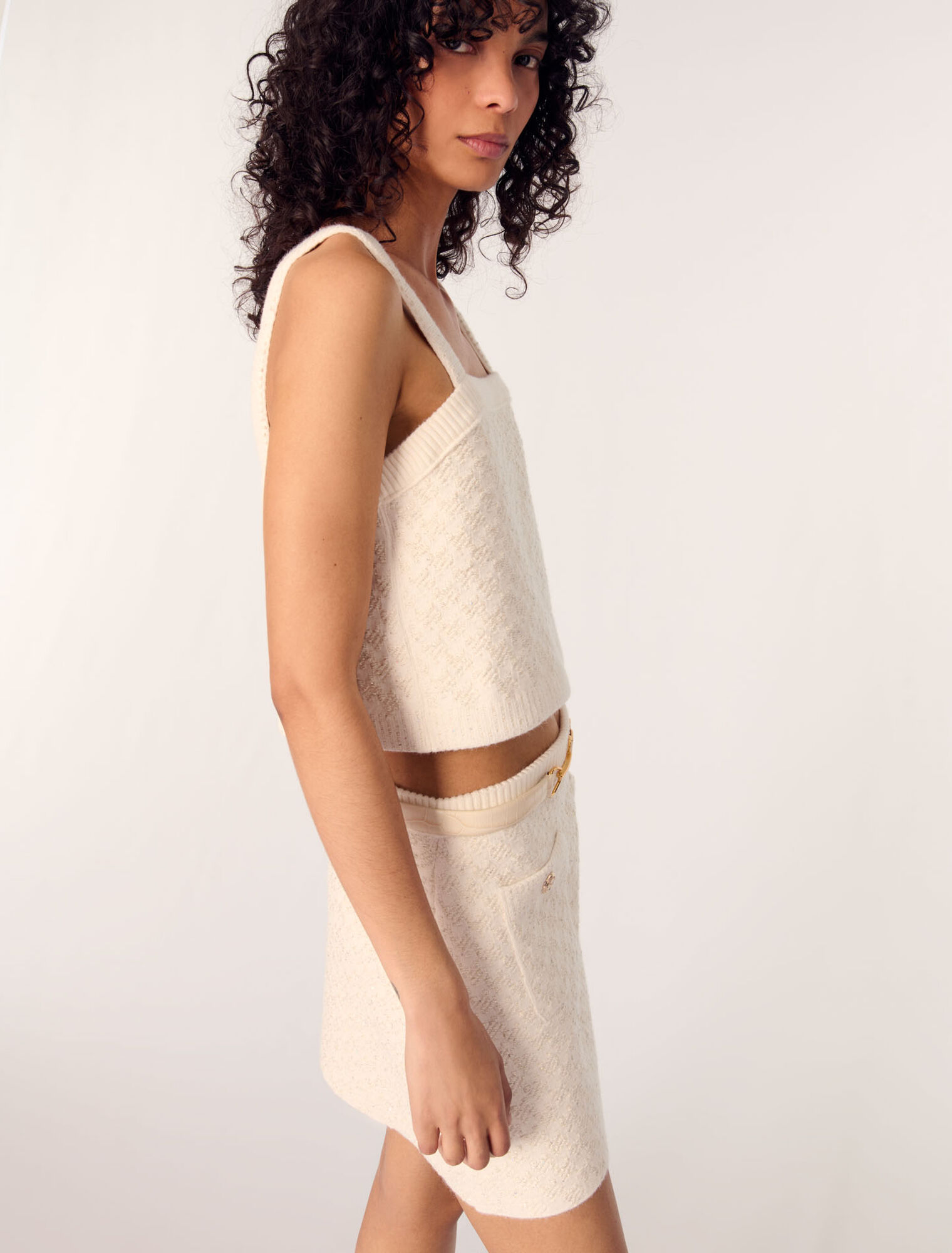 Gonna in maglia con effetto tweed