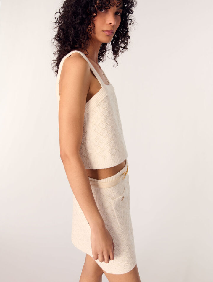 Gonna in maglia con effetto tweed