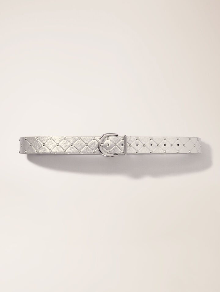 Cintura in pelle metal trapuntata