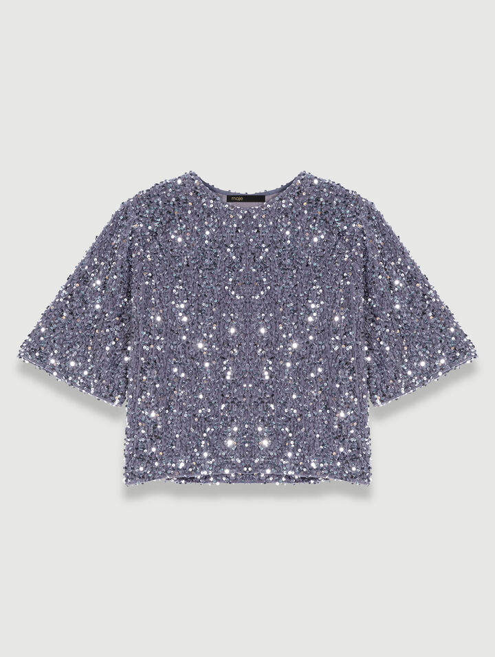 Top in velluto con paillettes