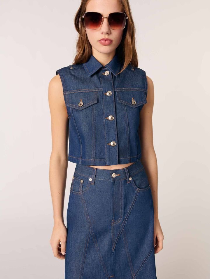 Panciotto corto in denim