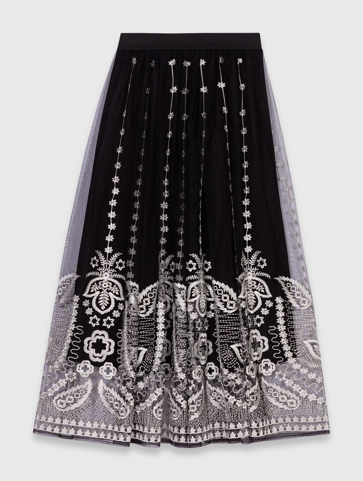 Gonna lunga in tulle ricamato