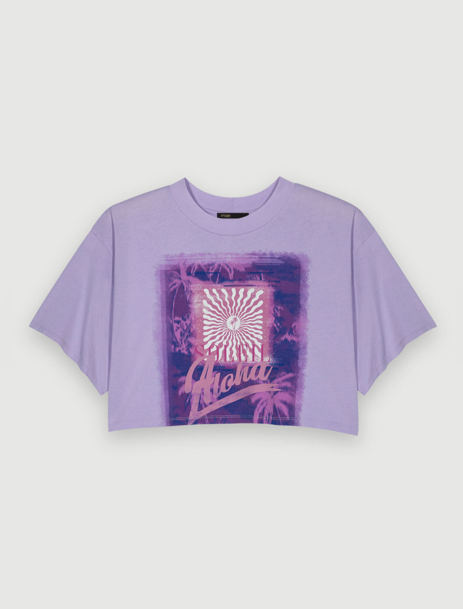 T-shirt cropped con stampa palme