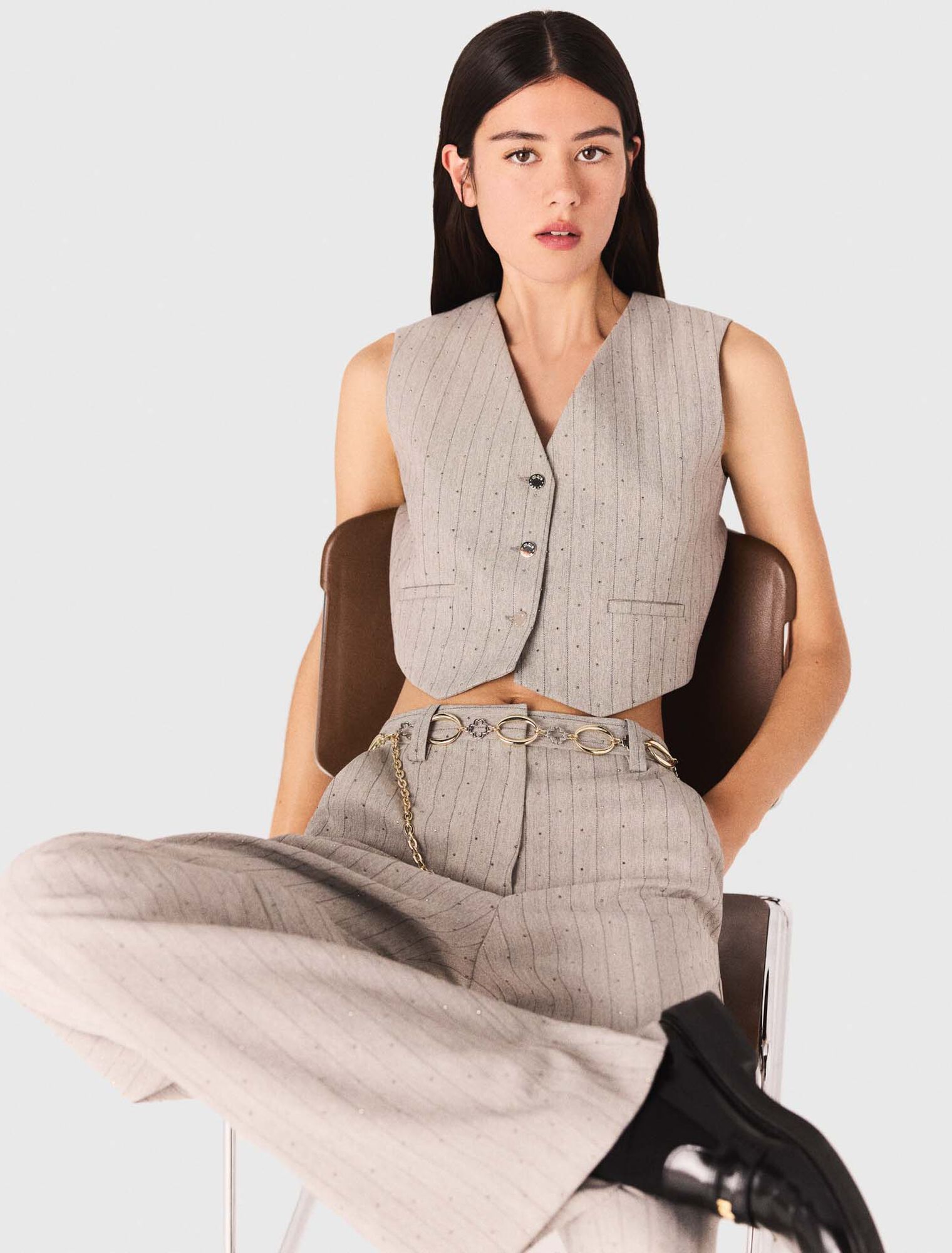 Pantaloni da tailleur con strass