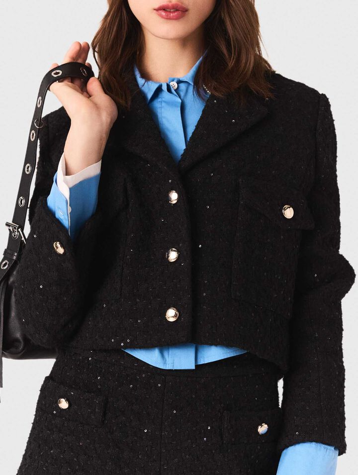 Giacca corta in tweed glitterata
