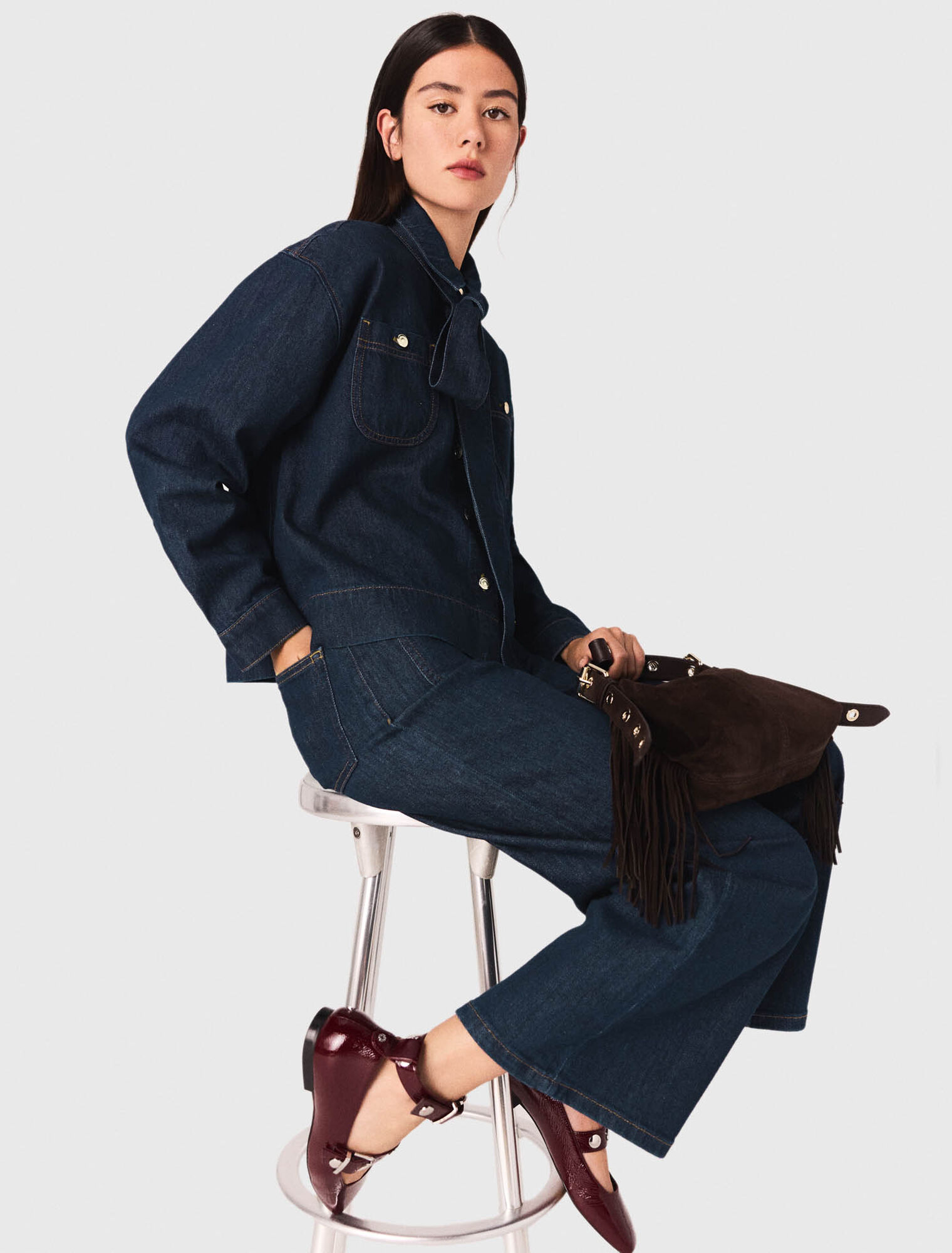 Camicia in denim con lavallière