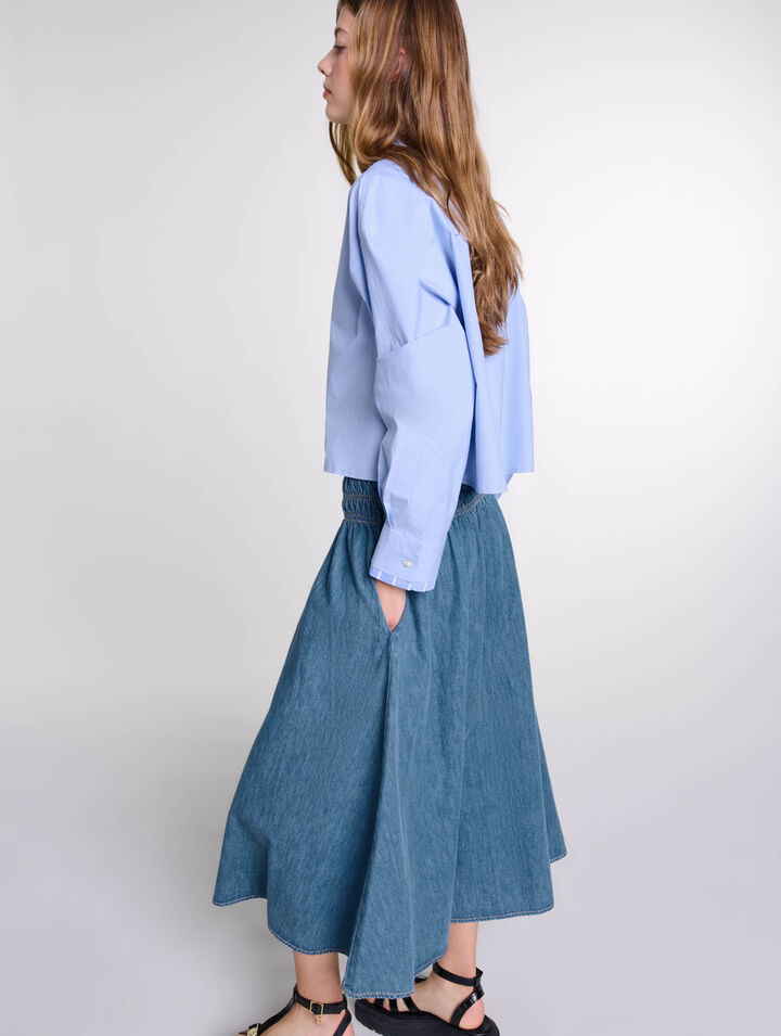 Gonna in denim e punto smock