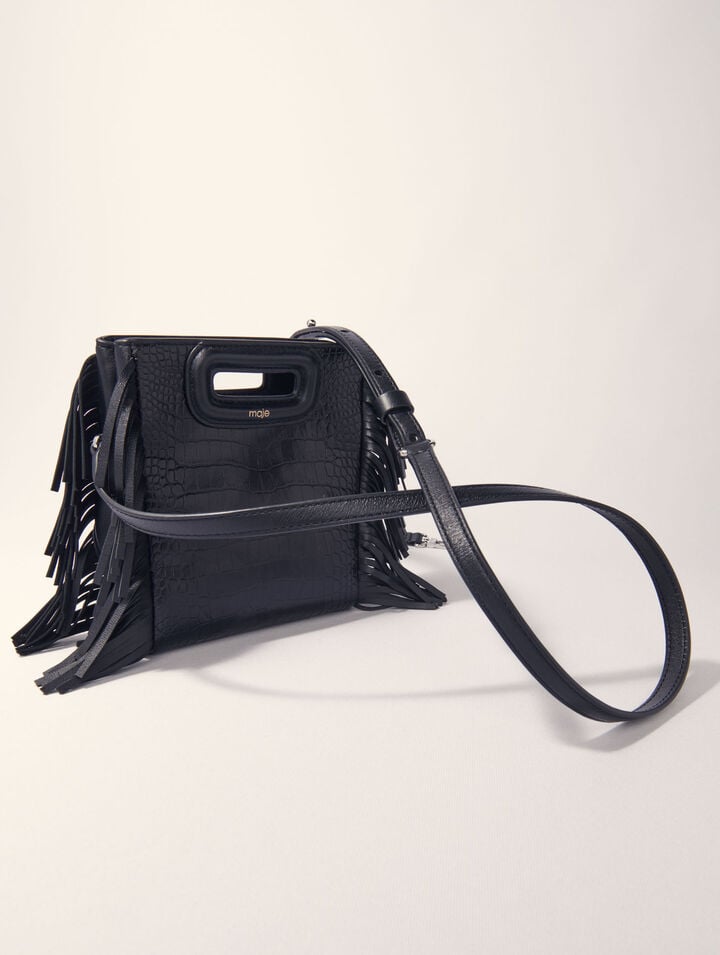 Borsa M in pelle effetto coccodrillo