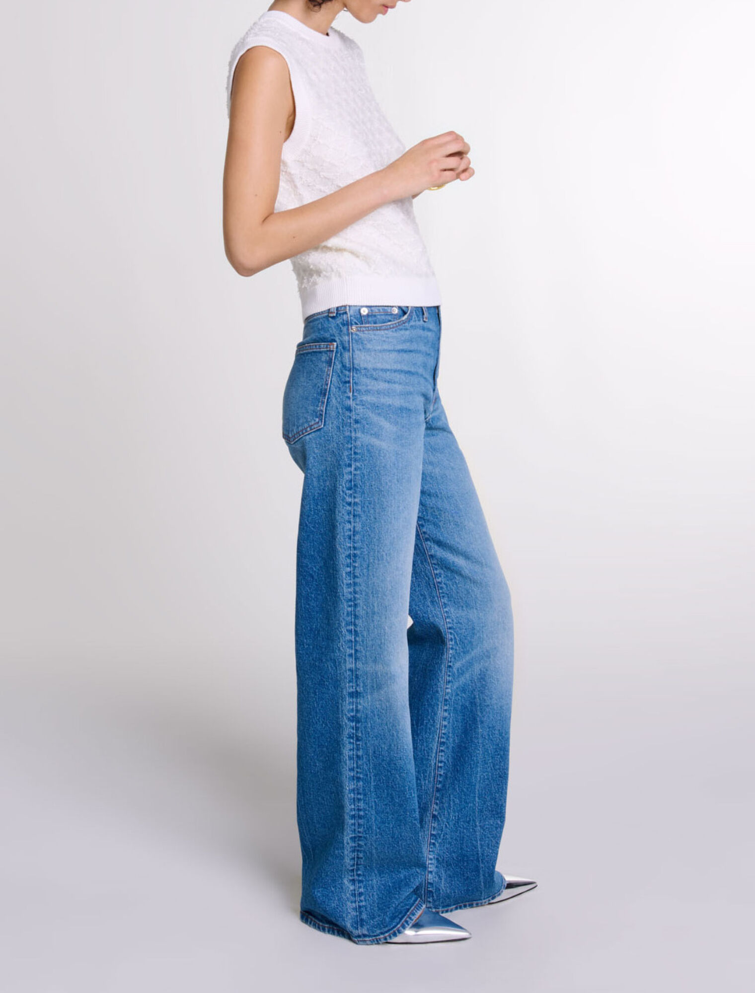 Maglione senza maniche in maglia