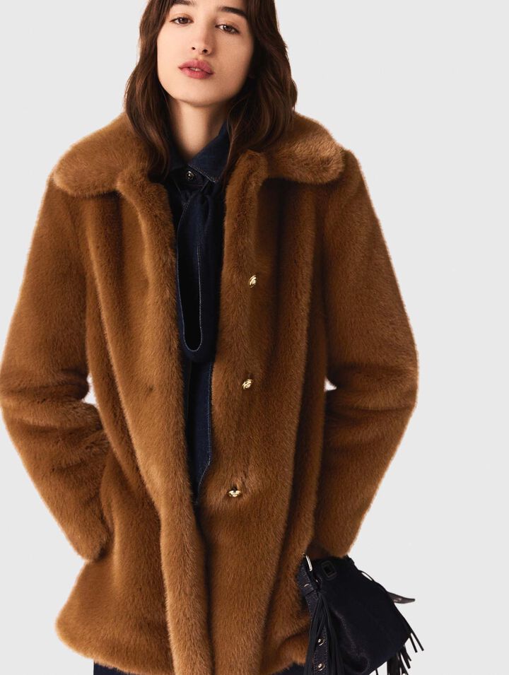 Cappotto midi in ecopelliccia