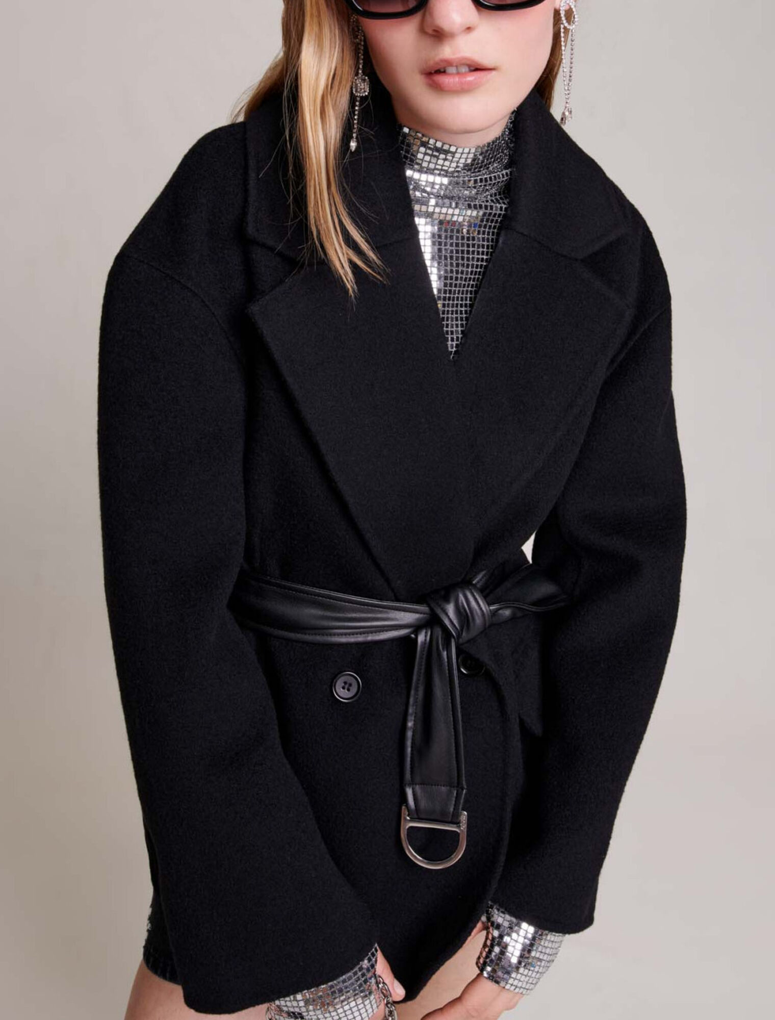 Cappotto cropped da annodare