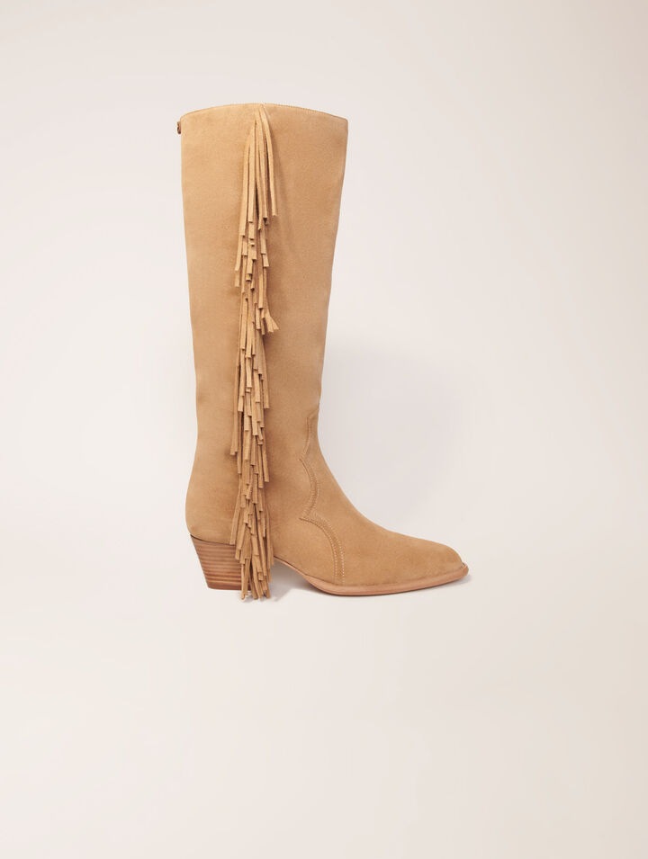 Stivali western camoscio e frange