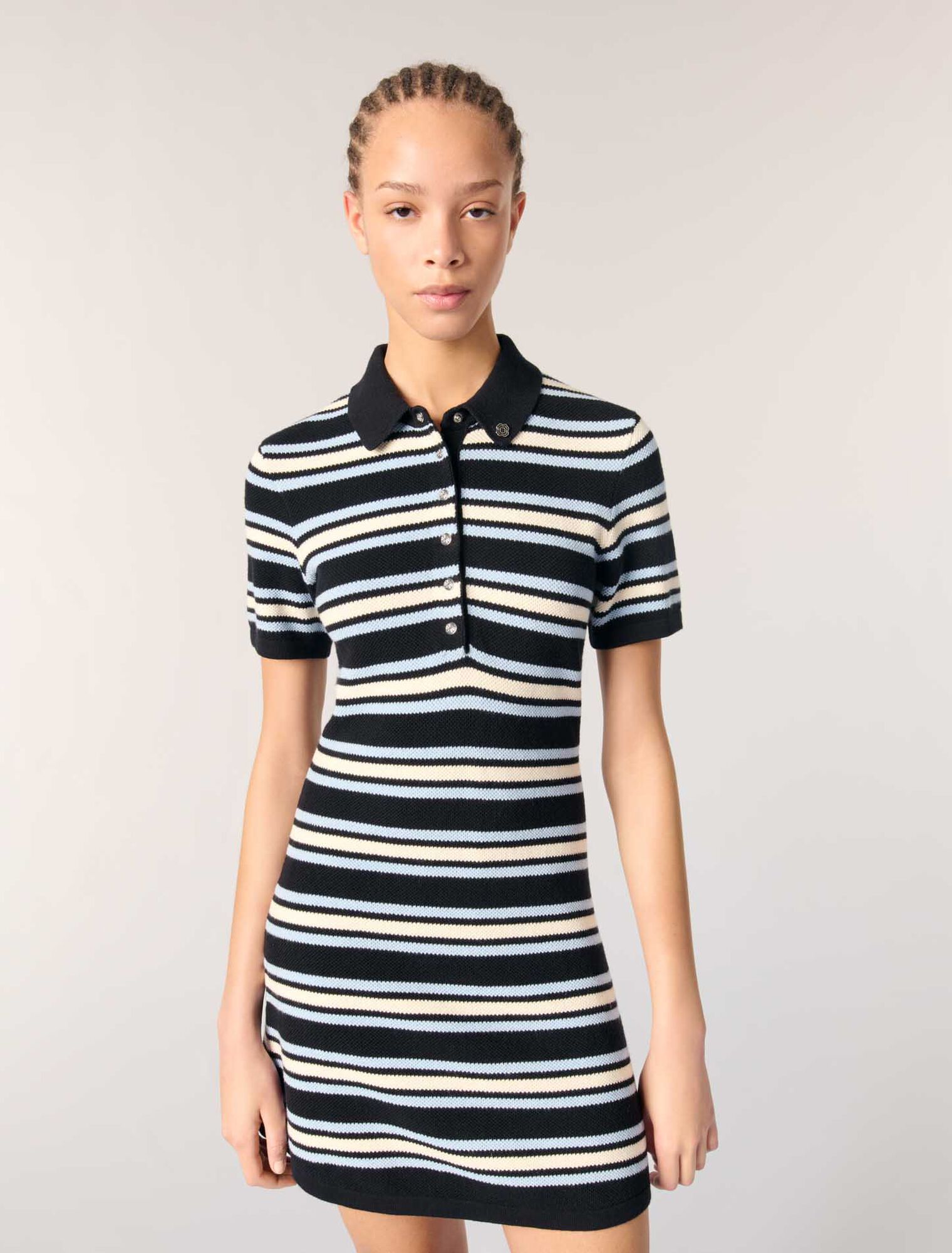 Abito a polo in maglia a righe