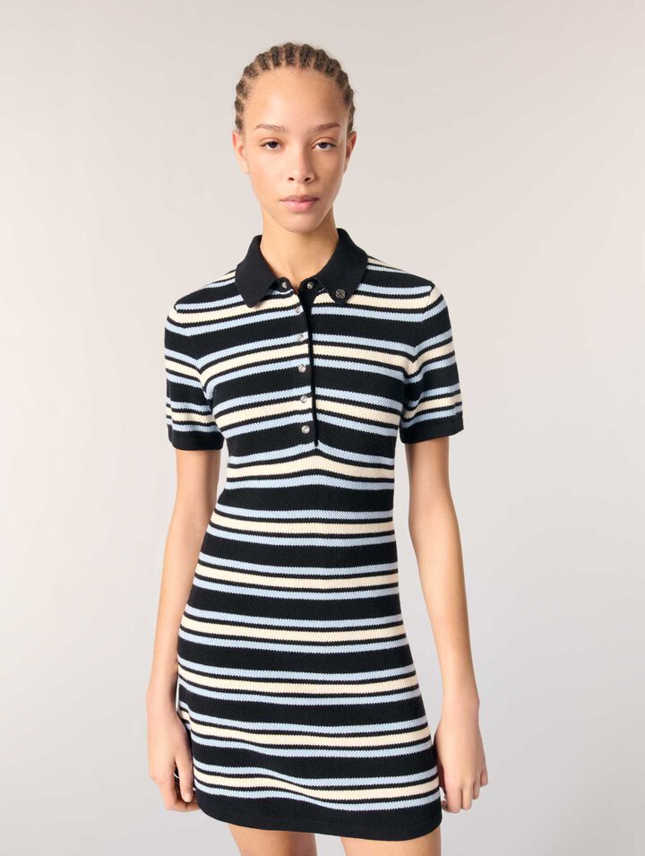 Abito a polo in maglia a righe