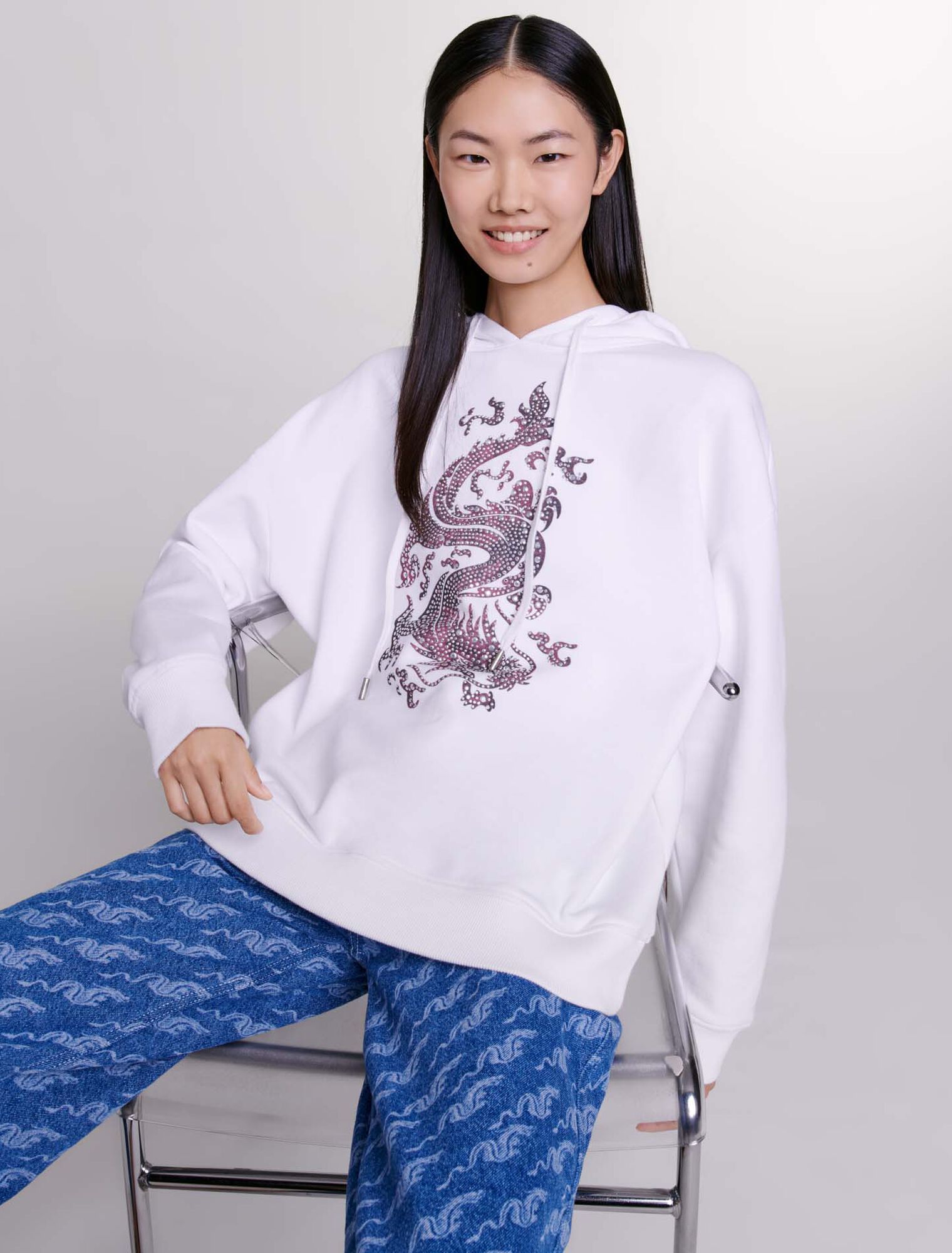 Felpa oversize con strass