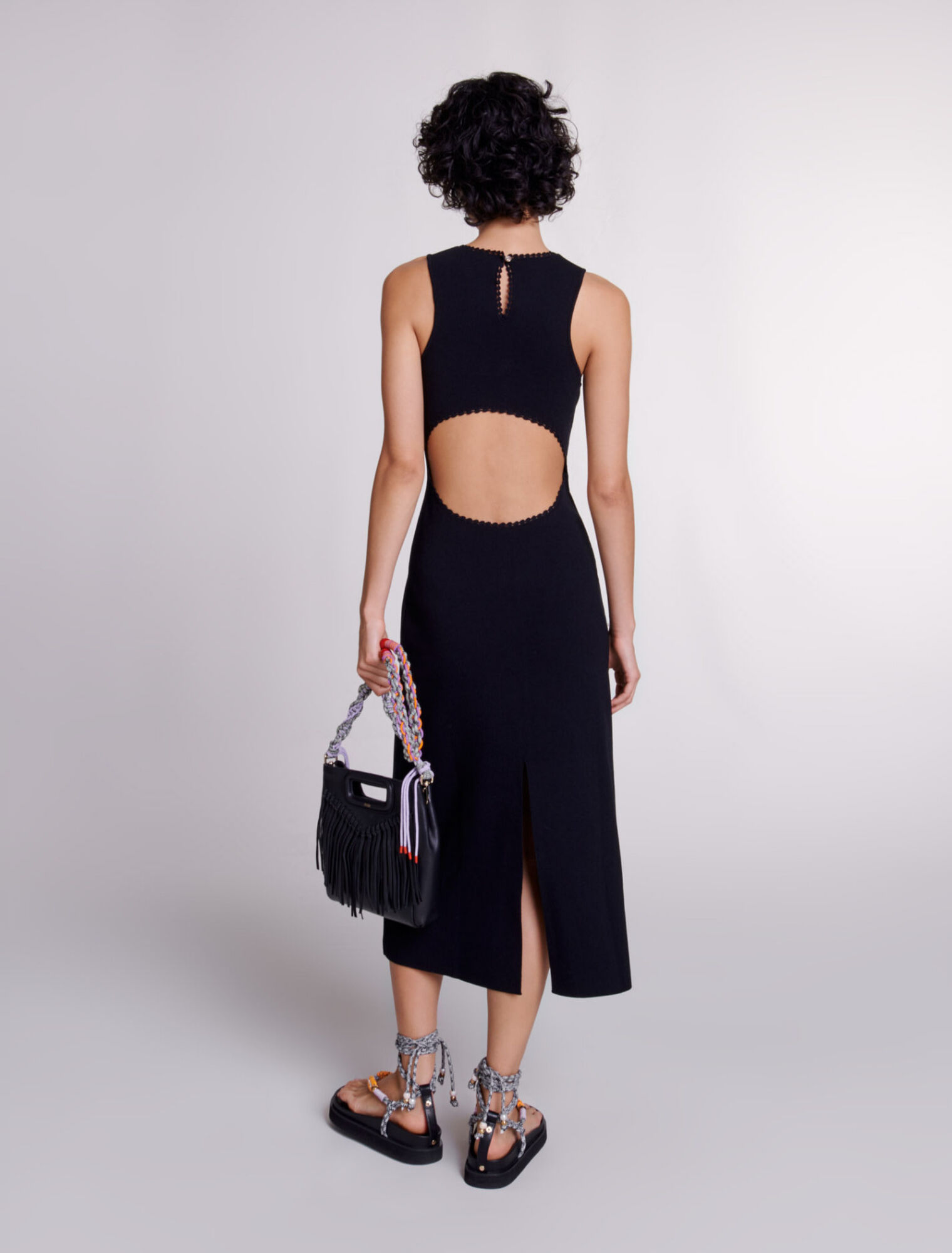 Abito lungo in maglia con cut-out