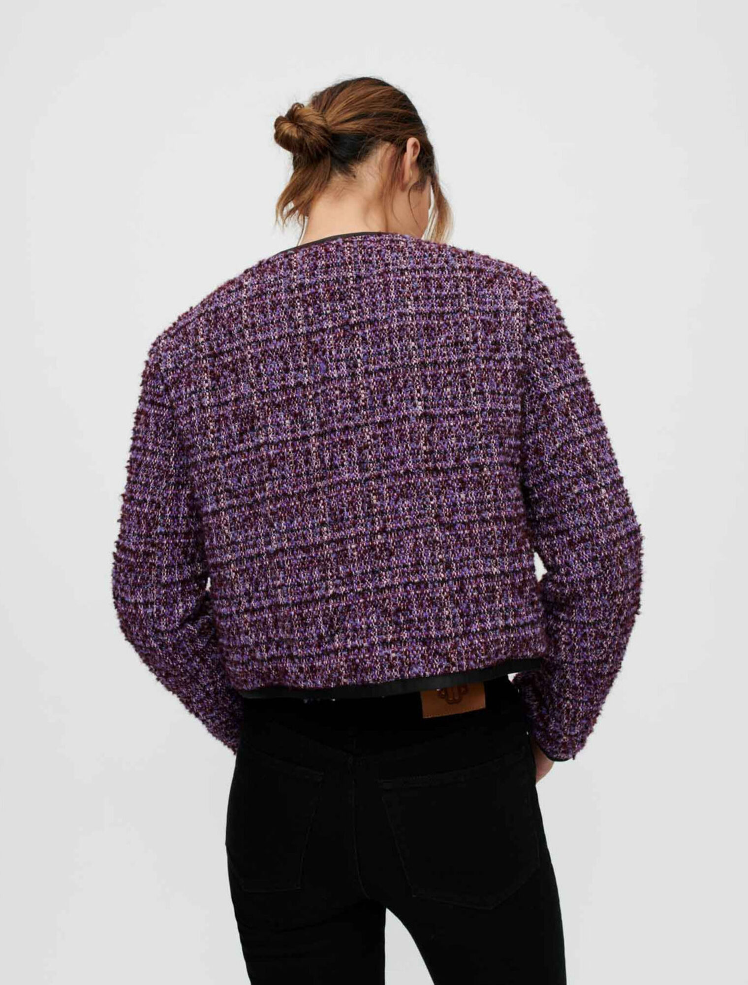 Giacca in tweed trapuntato viola