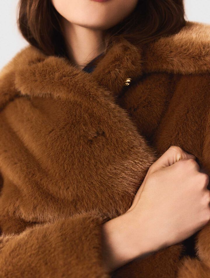 Cappotto midi in ecopelliccia