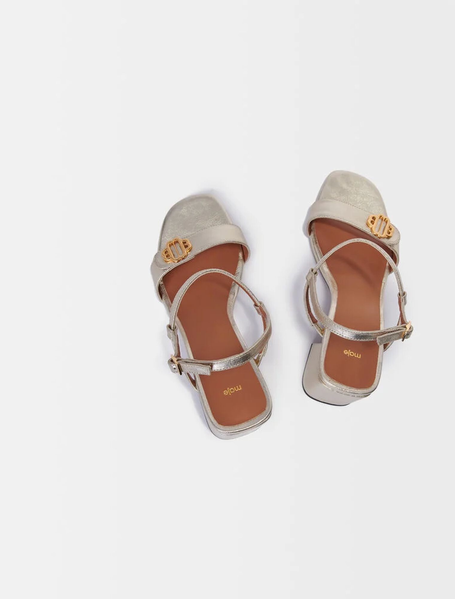Sandali in pelle metallizzata