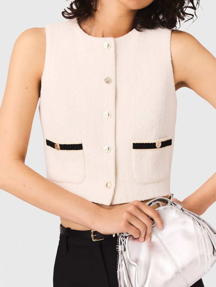 Top senza maniche in tweed lurex