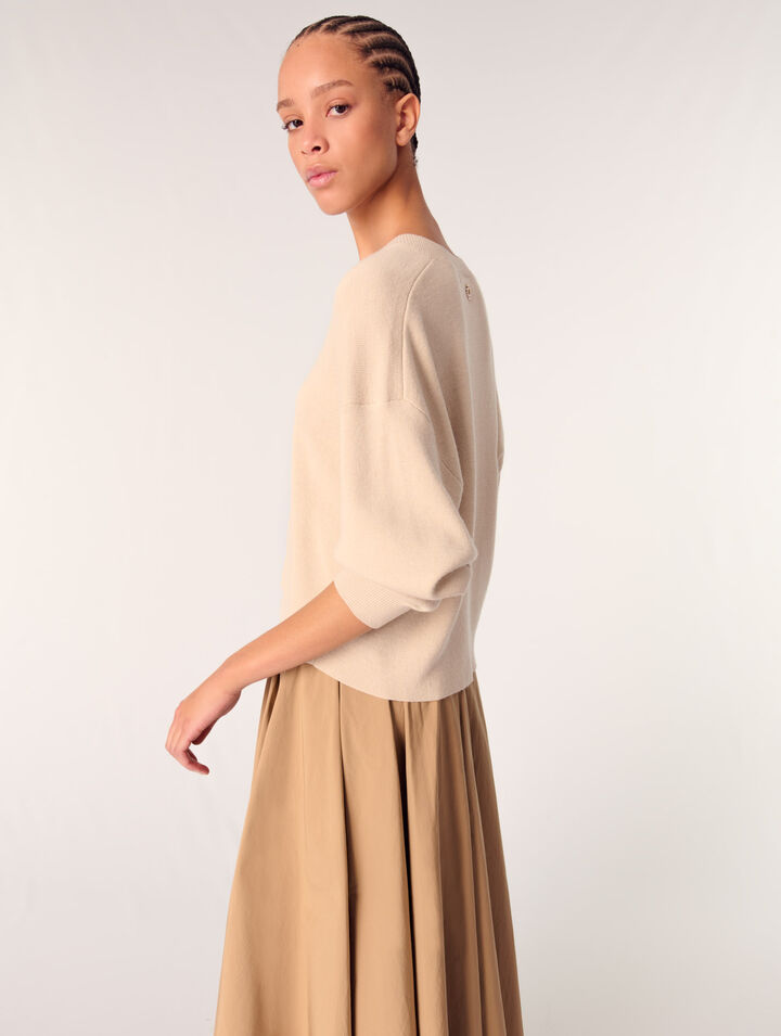 Maglione con scollo a V misto lana