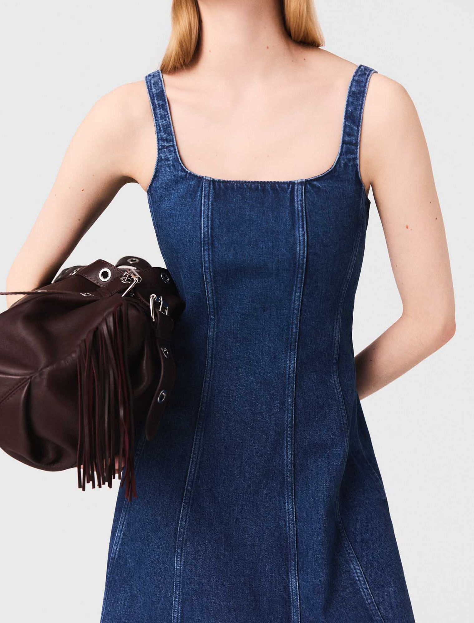 Abito babydoll lungo in denim