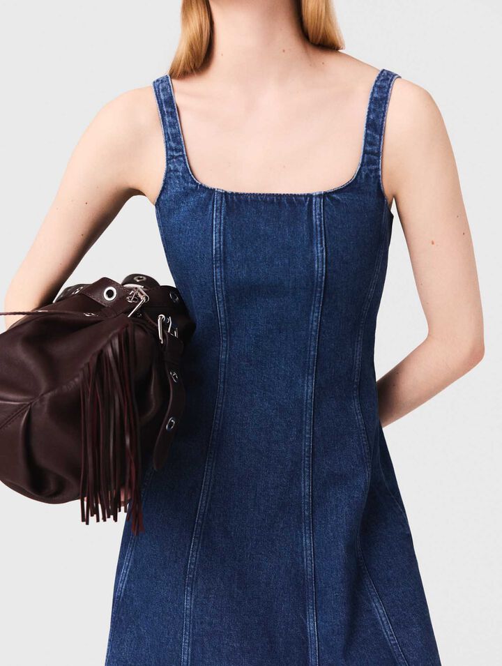 Abito babydoll lungo in denim