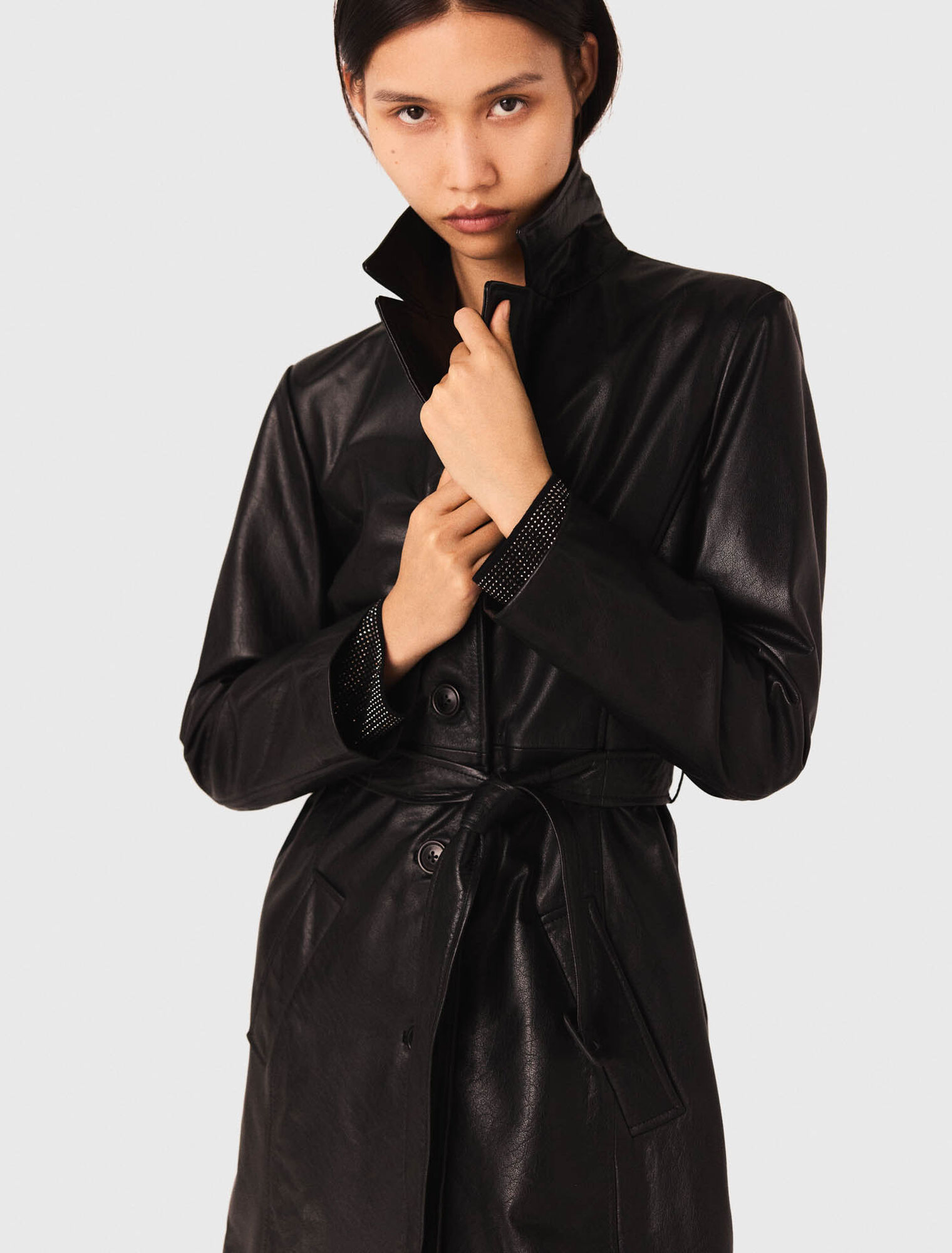 Trench lungo in pelle