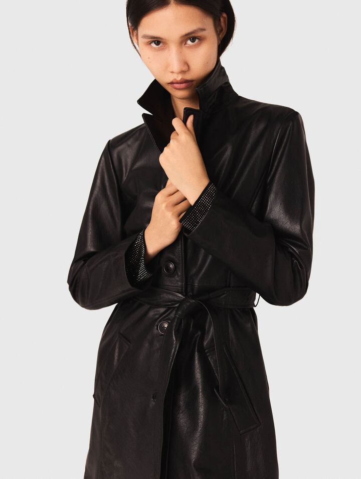 Trench lungo in pelle