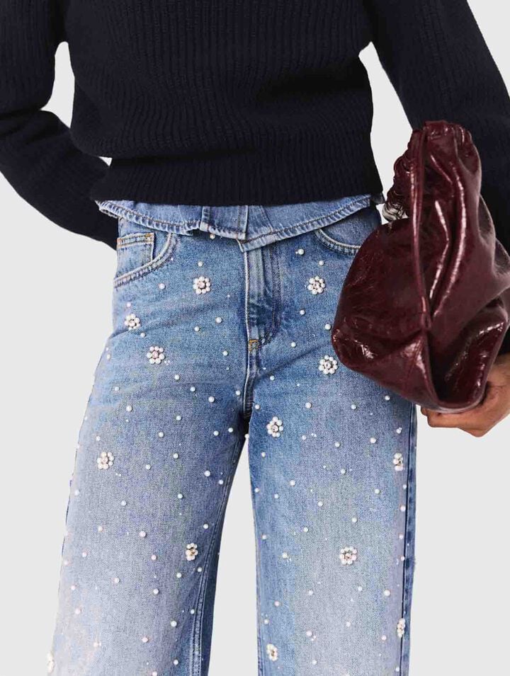 Jeans larghi ricamati