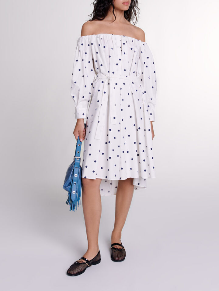 Abito chemisier con scollo bardot 