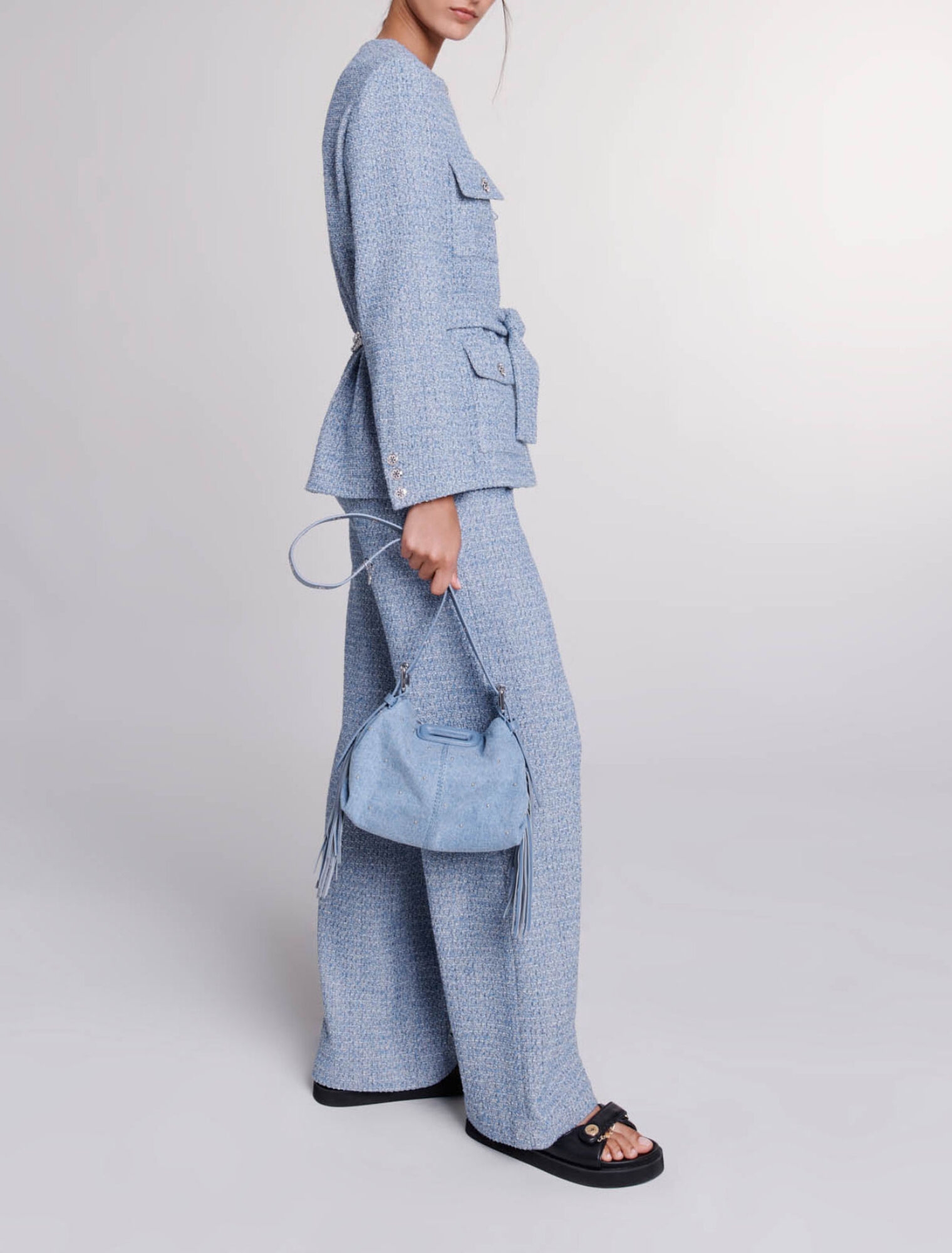 Giacca con cintura in tweed