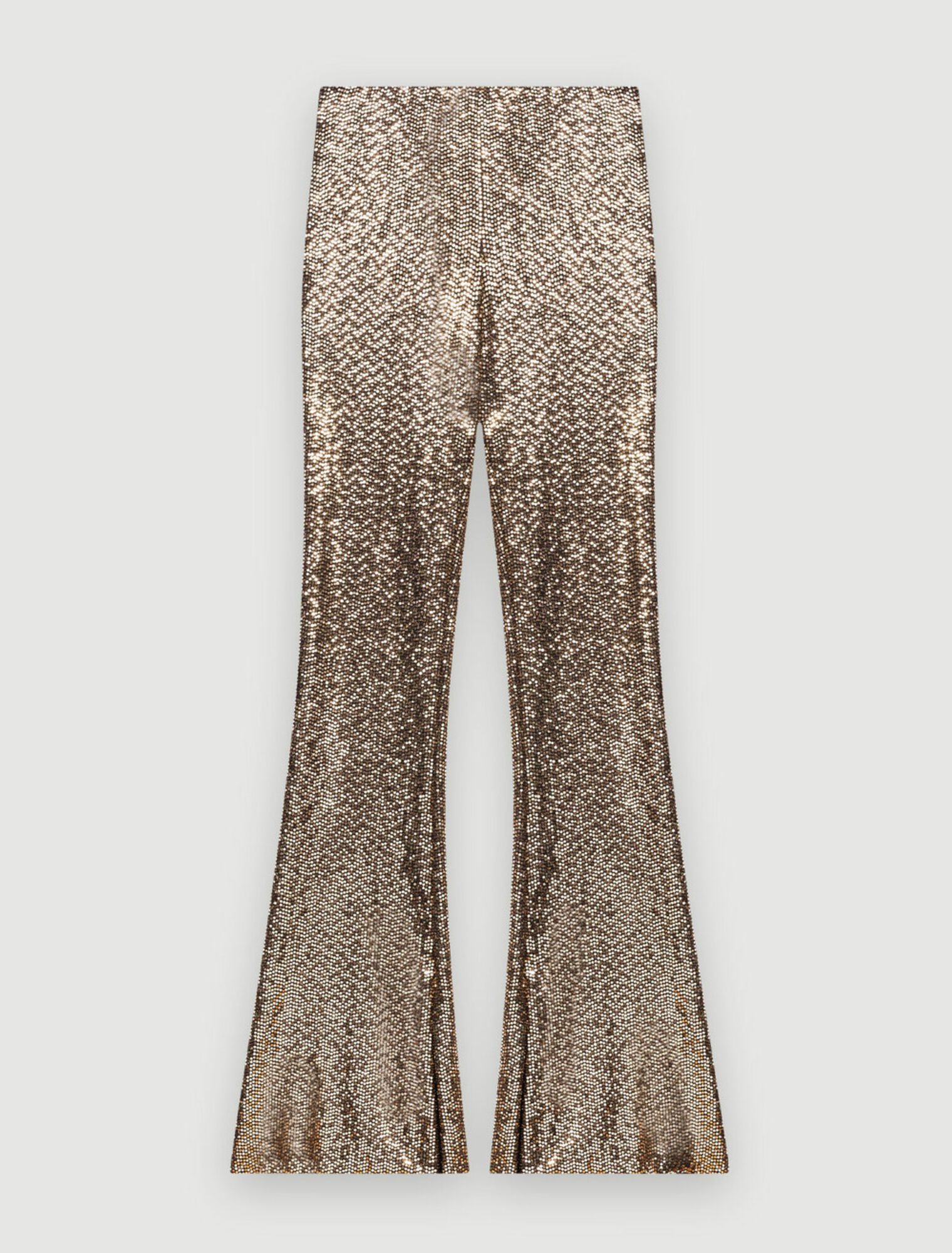 Pantaloni stretch e flare in paillettes