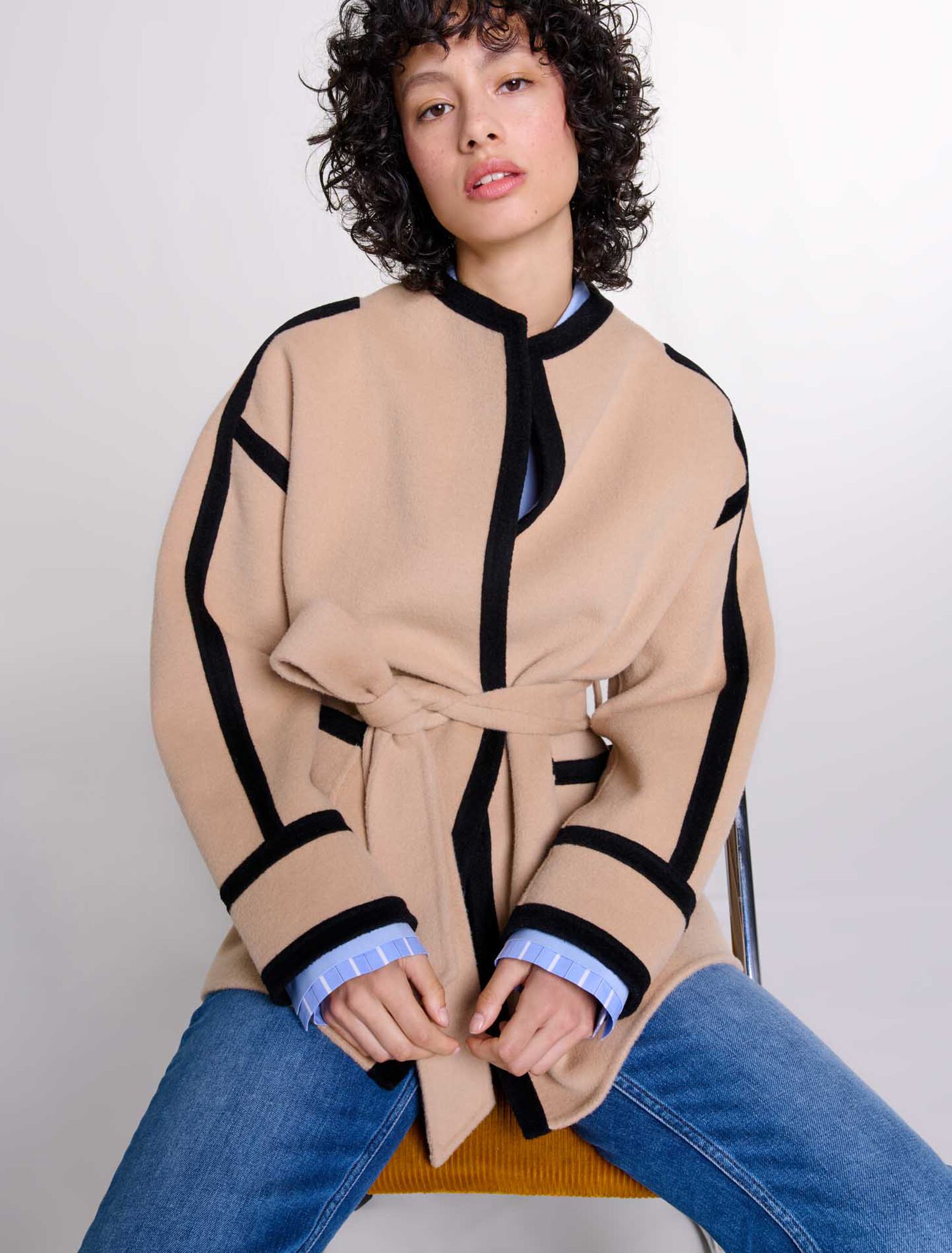 Cappotto corto bicolore