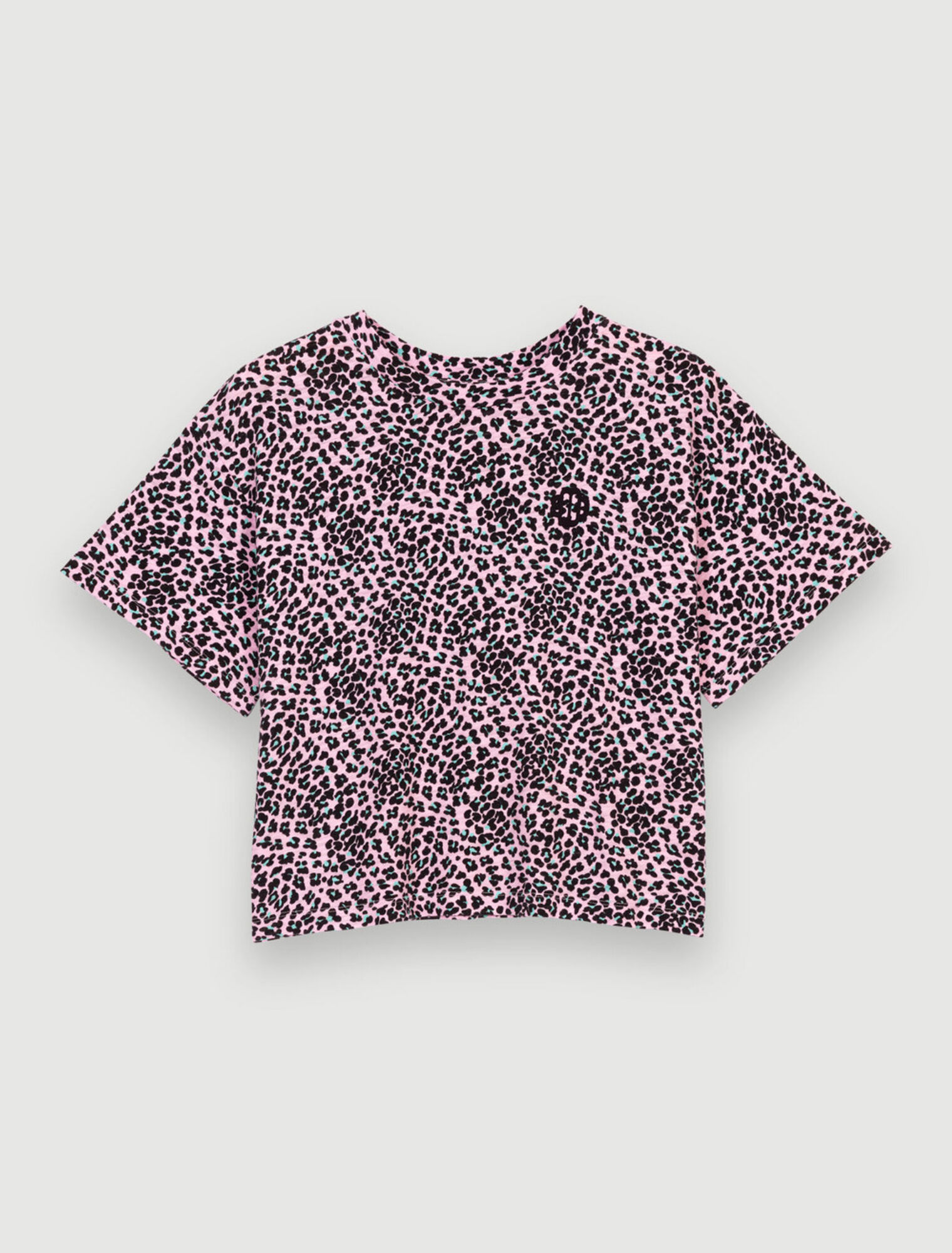 T-shirt in cotone con stampa leopardo