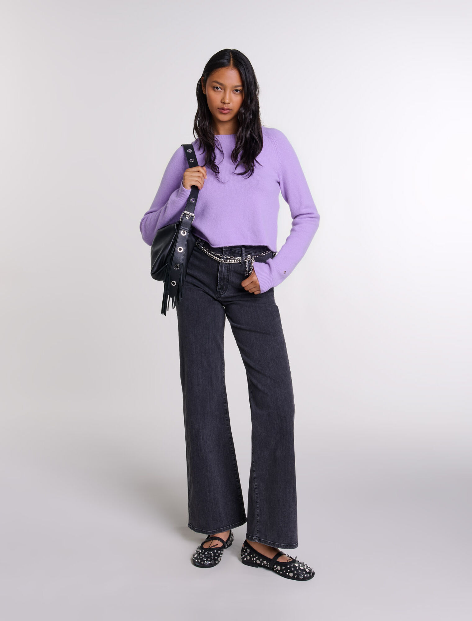Jeans baggy con cintura nera