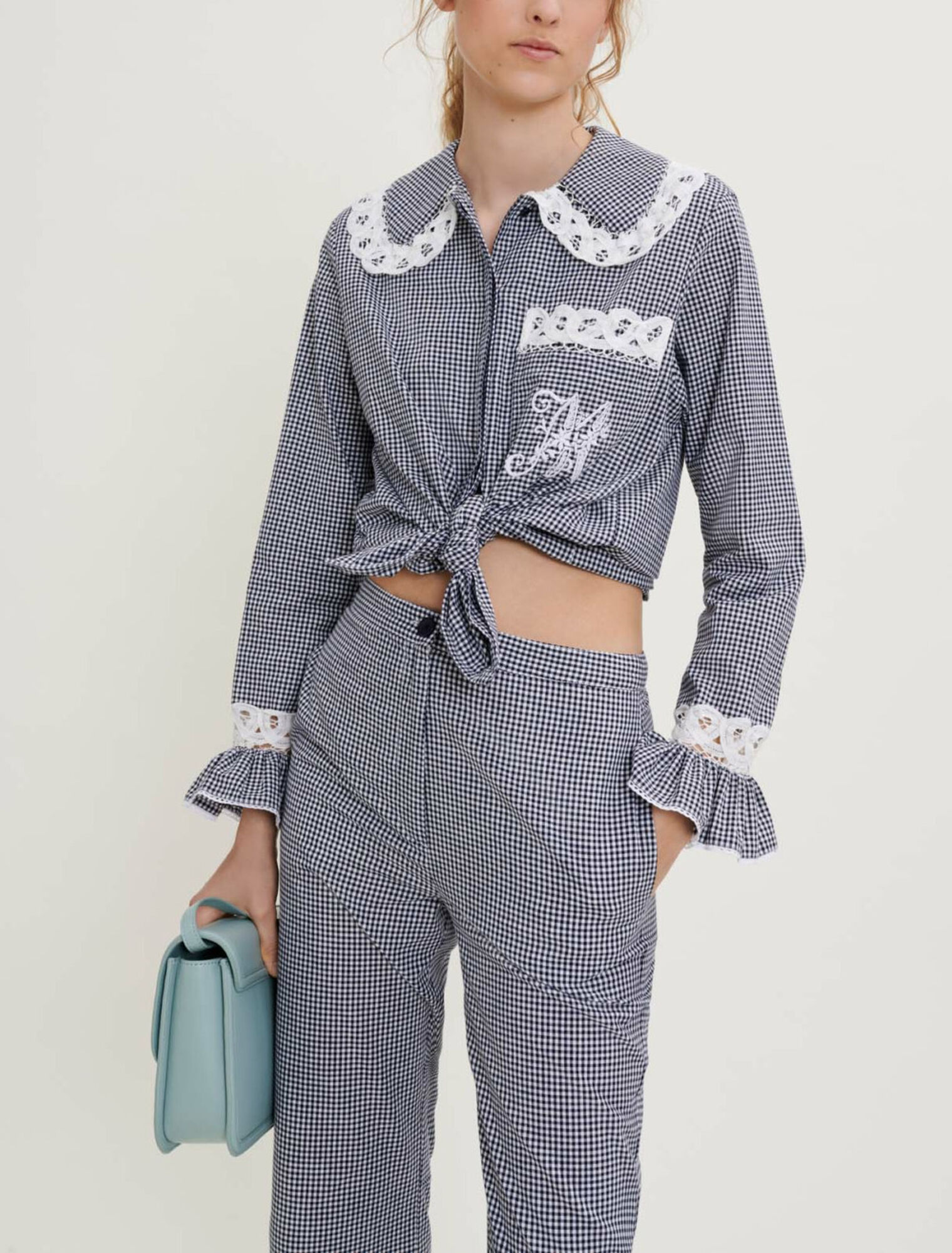Camicia in pizzo e percalle