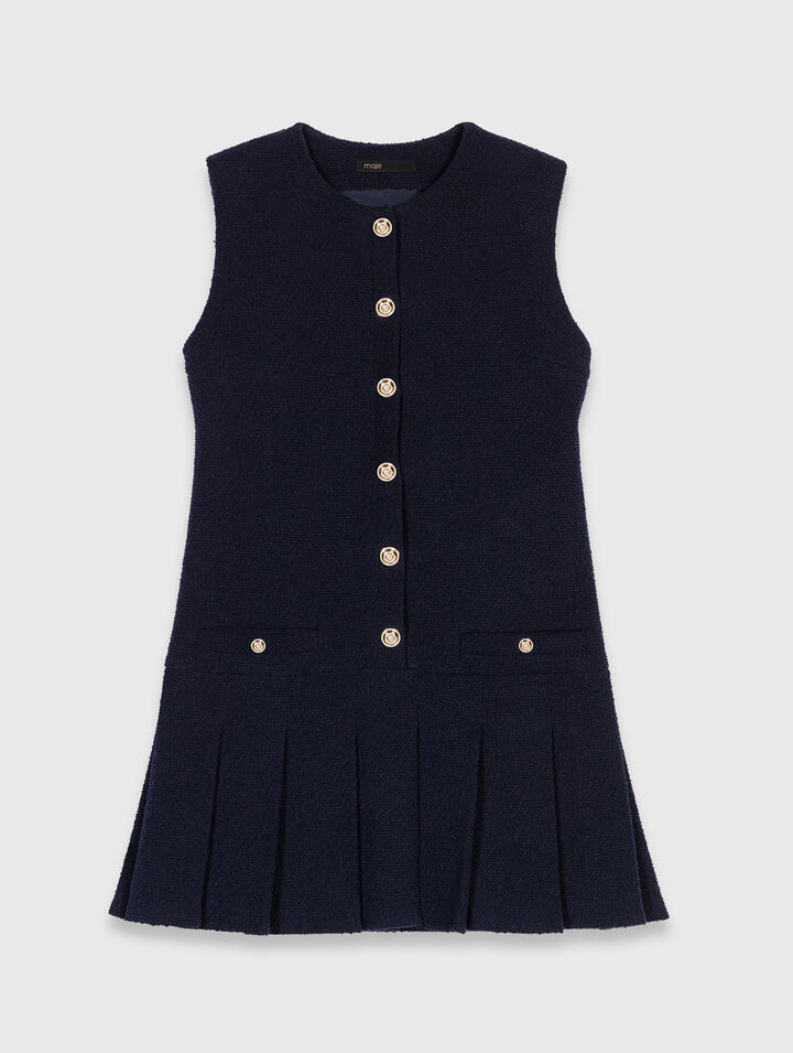 Abito corto in tweed, colletto rimov.