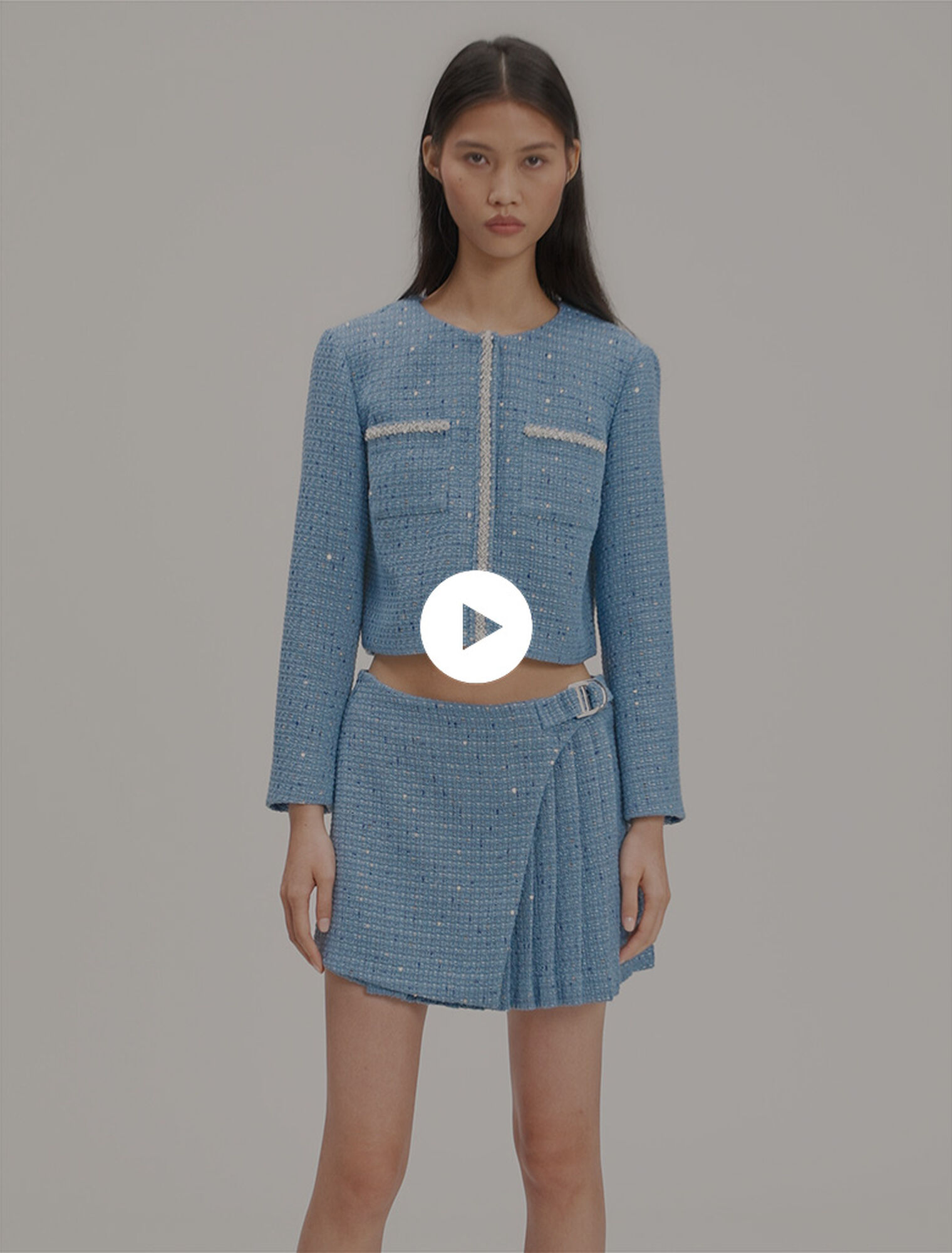 Giacca corta in tweed con lustrini