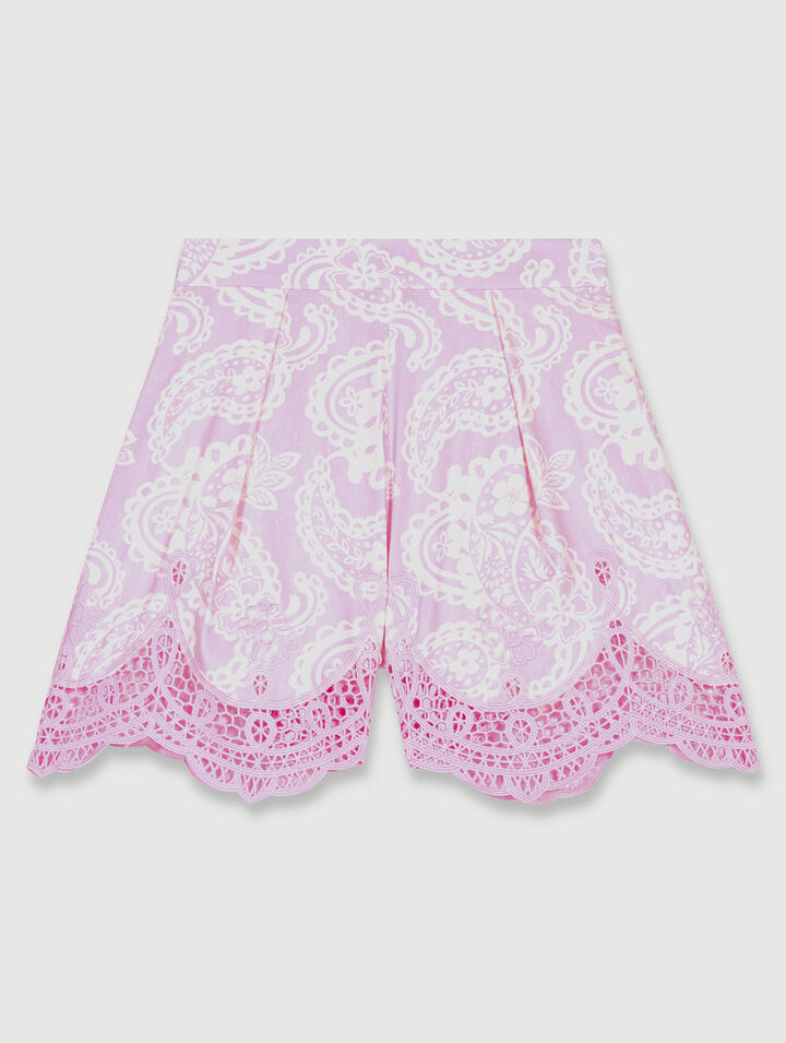 Shorts con stampa in lino
