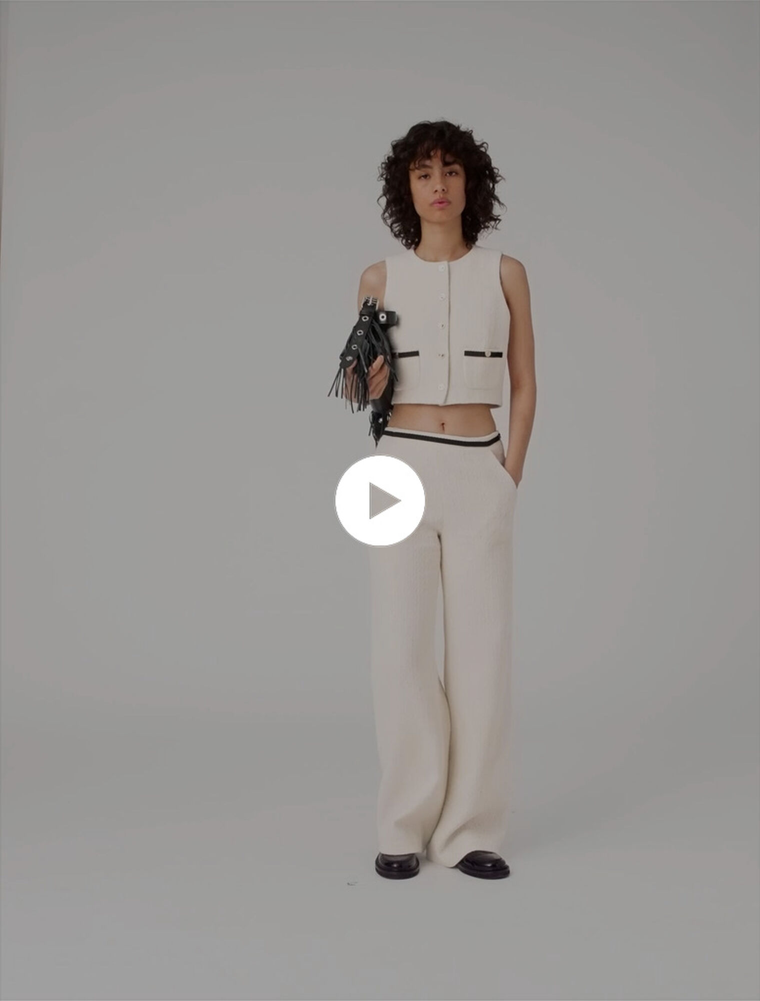 Pantaloni larghi effetto tweed