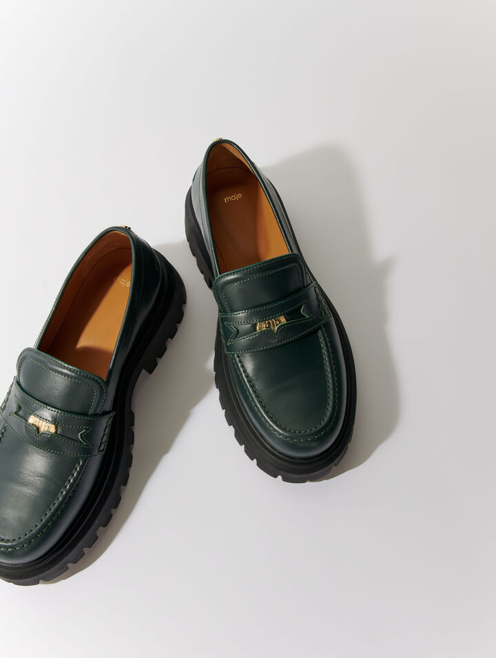 Mocassini con plateau in pelle