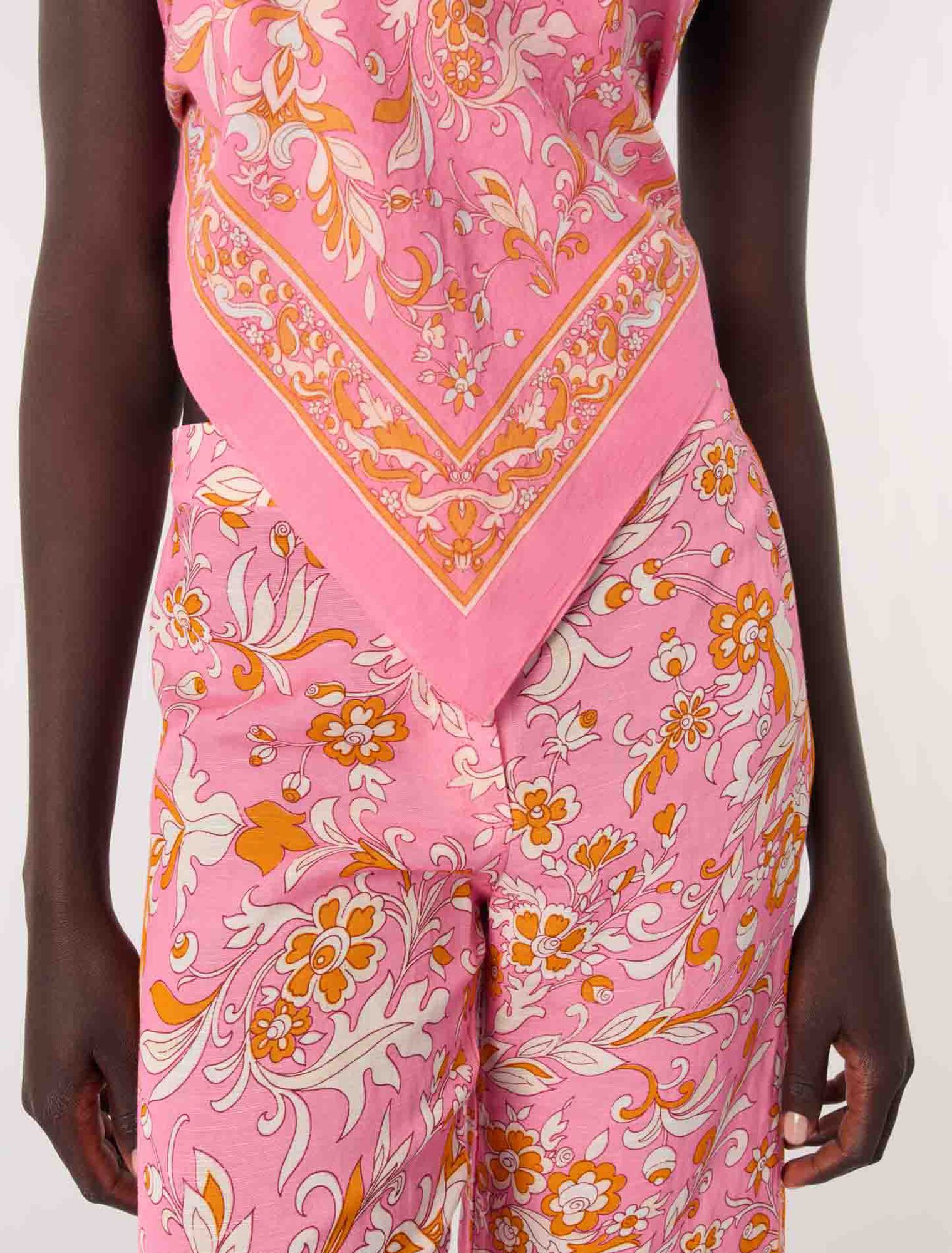 Pantaloni in lino con stampa