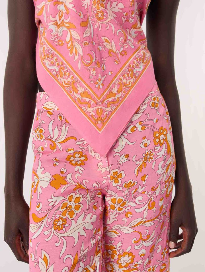 Pantaloni in lino con stampa