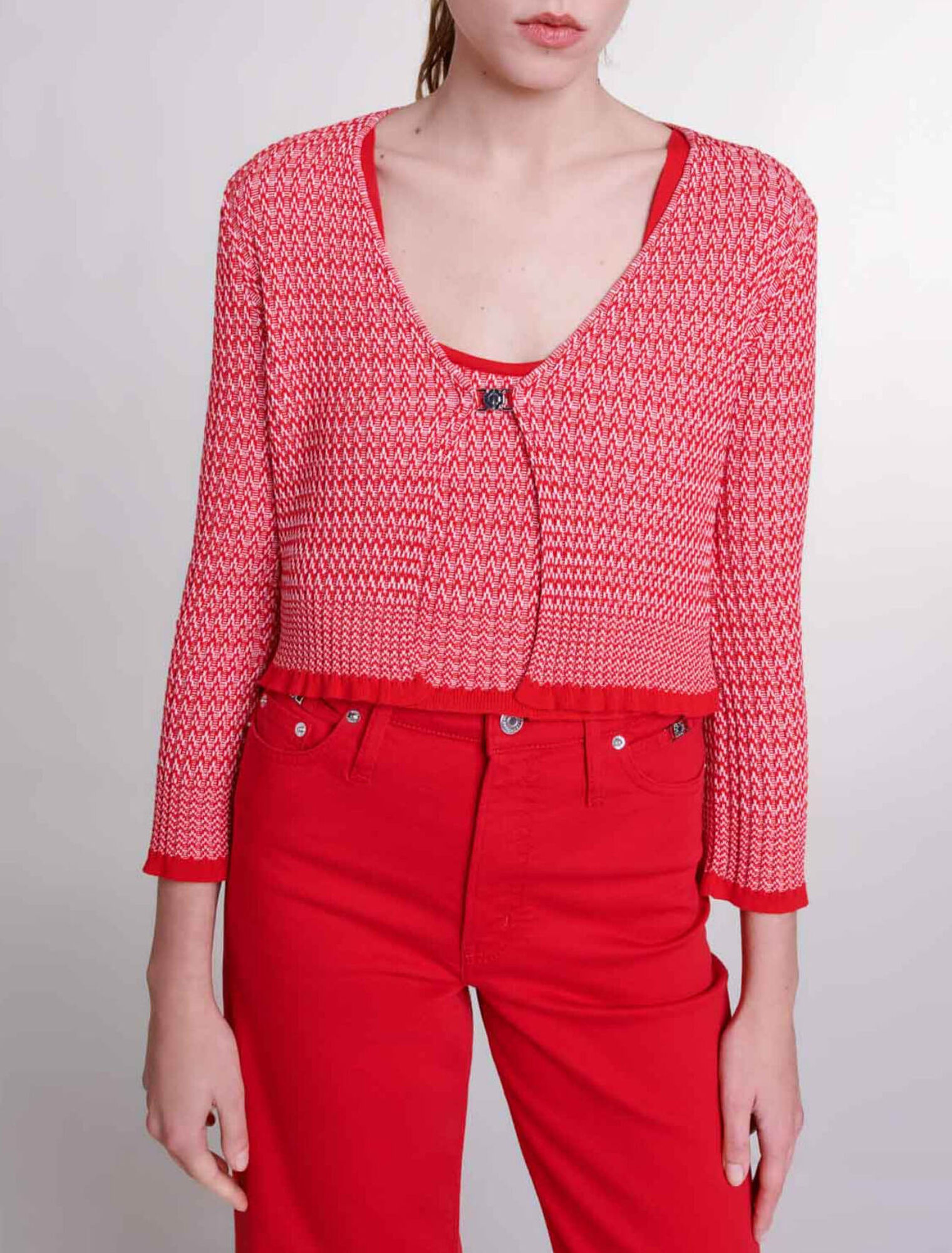 Twin set in maglia fantasia spigata