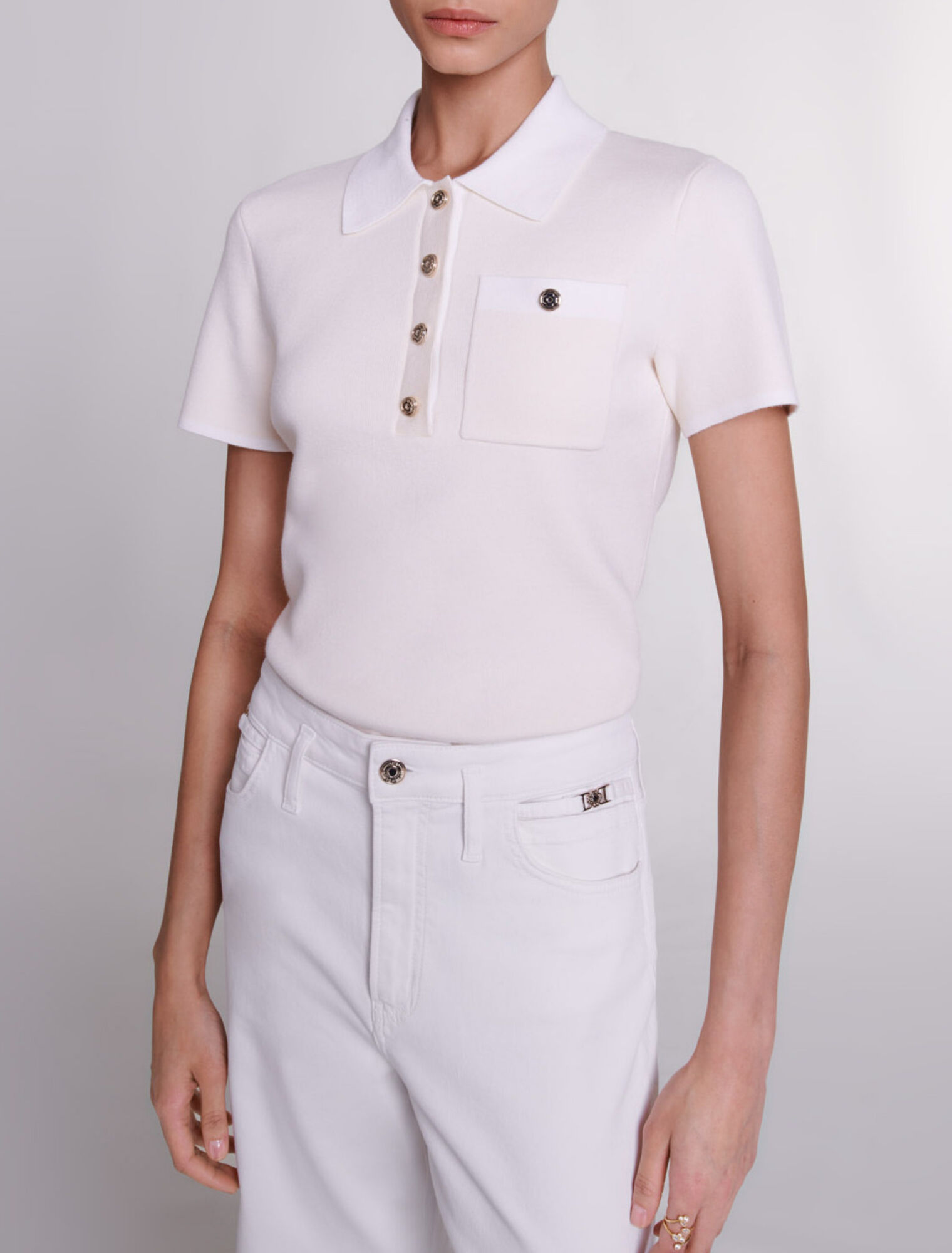 Top in maglia con colletto polo
