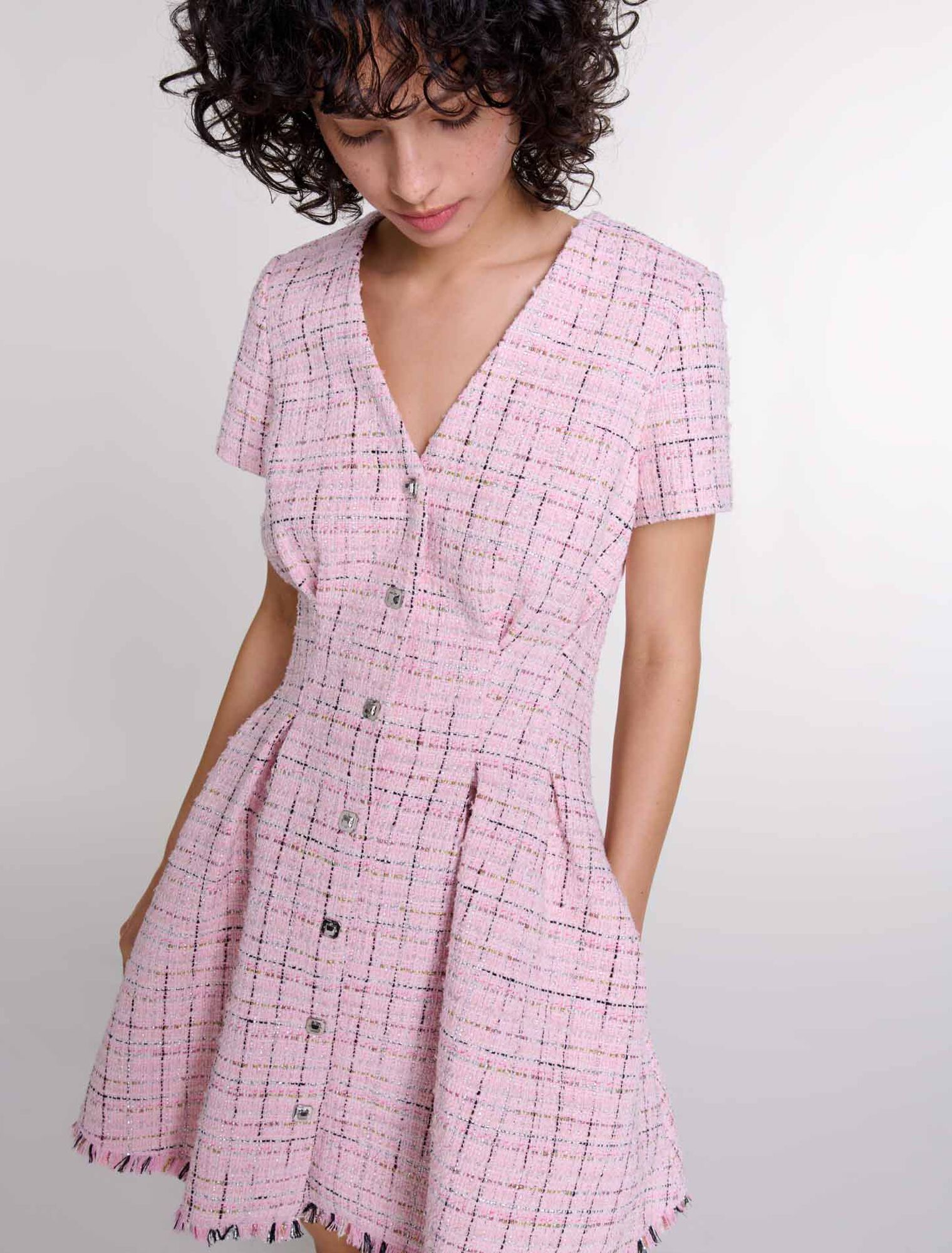 Abito babydoll in tweed