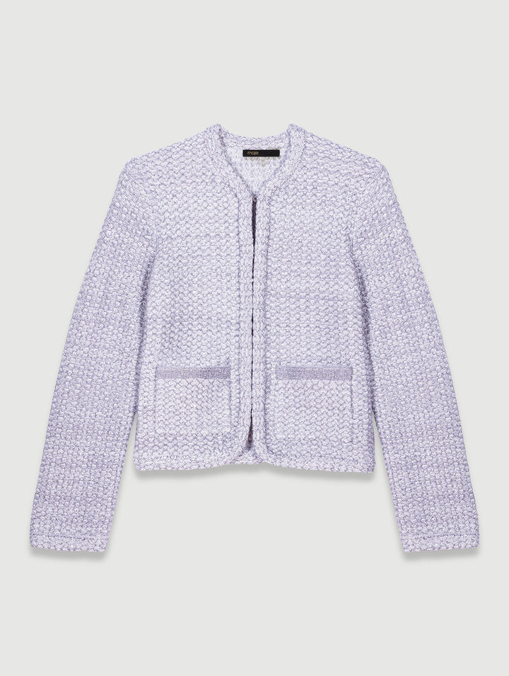 Cardigan in maglia effetto tweed