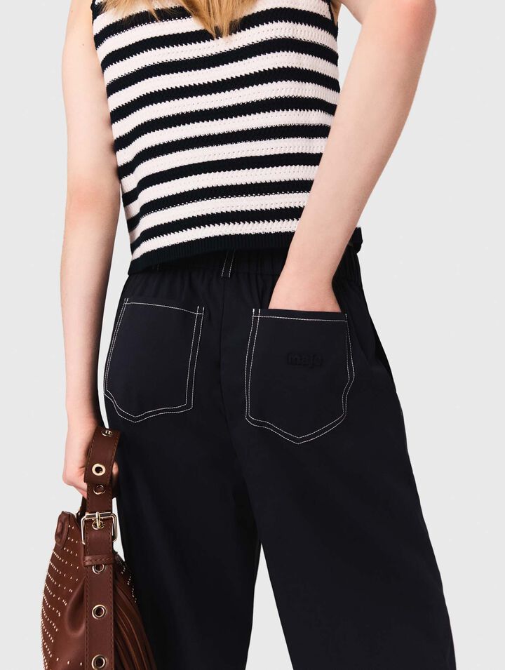 Pantaloni cotone e cintura in pelle