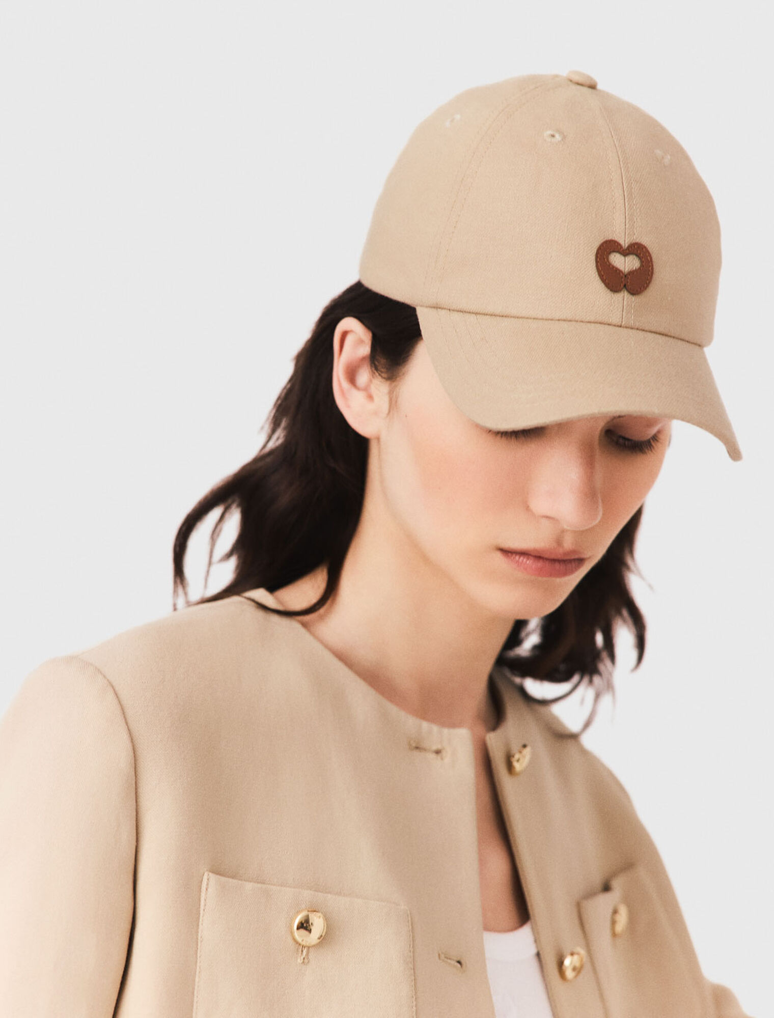 Cappellino con logo in misto lino